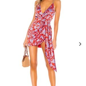 Lovers + Friends Kamala Asymmetrical Red Purple Floral Dress Size Small